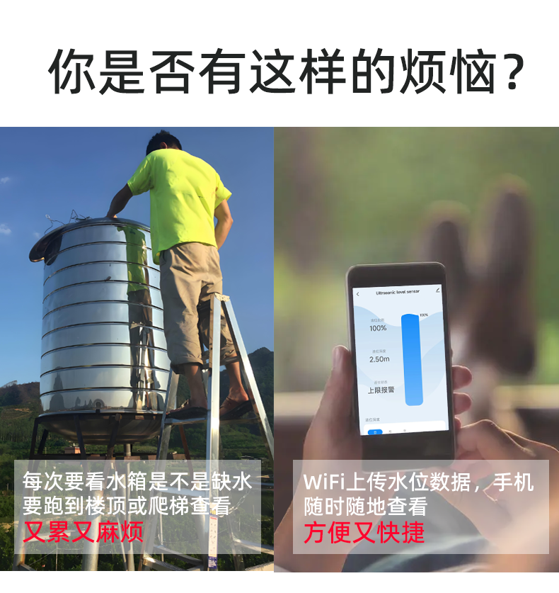 太陽能供電超聲波液位傳感器實時監(jiān)測水箱液位2326